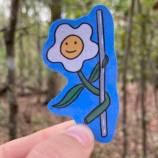 Frankie Blue - Wholesale Sticker - Freaky Flower Waterproof Sticker | Pole Dancing Flower Sticker | Funny Stickers for Laptop | Cute Pole Dancing Sticker | Daisy Sticker