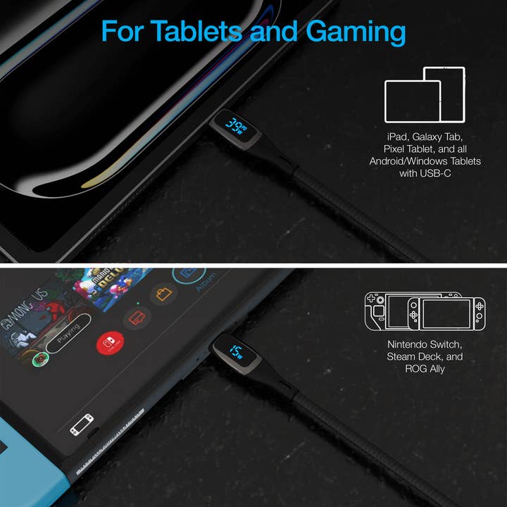 JupiterGear Home - Wholesale Charging cable - Naztech DigiWATT USB-C to USB-C Digital LED Cable 12ft 5