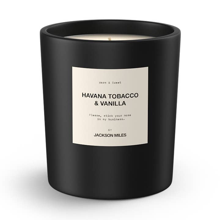 Jackson Miles Havana Tobacco and Vanilla 300ml Soy Wax Candle for wholesale by Jackson Miles