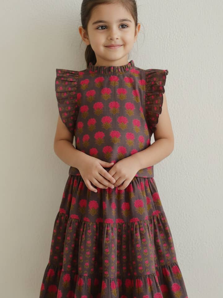 Conjunto de Top y Falda : MARRÓN TIERRA : Bebé : Niño Pequeño : Pre-adolescente para venta al por mayor de Yo Baby