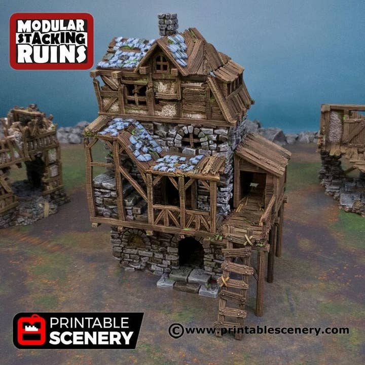 Ruined Gatehouse East Wing - Shadowfey Ruins, DnD, Pathfinder 15mm, 28mm, 32mm, wargaming scenery tabletop terrain, building for wholesale by The Beaver and Broadsword