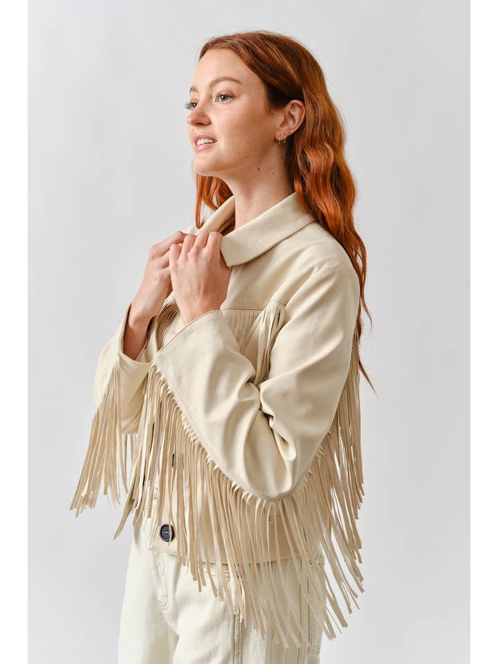 Aaron & Amber - Wholesale Leather Jacket - Women's - MAJ3277 FAUX SUEDE FRINGE JACKET21