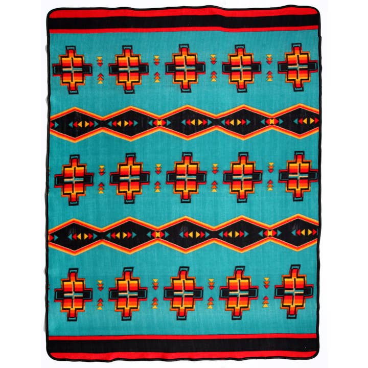El Paso Saddleblanket - Wholesale Throw blanket - 60" x 80" Fleece Lodge Blanket #26B