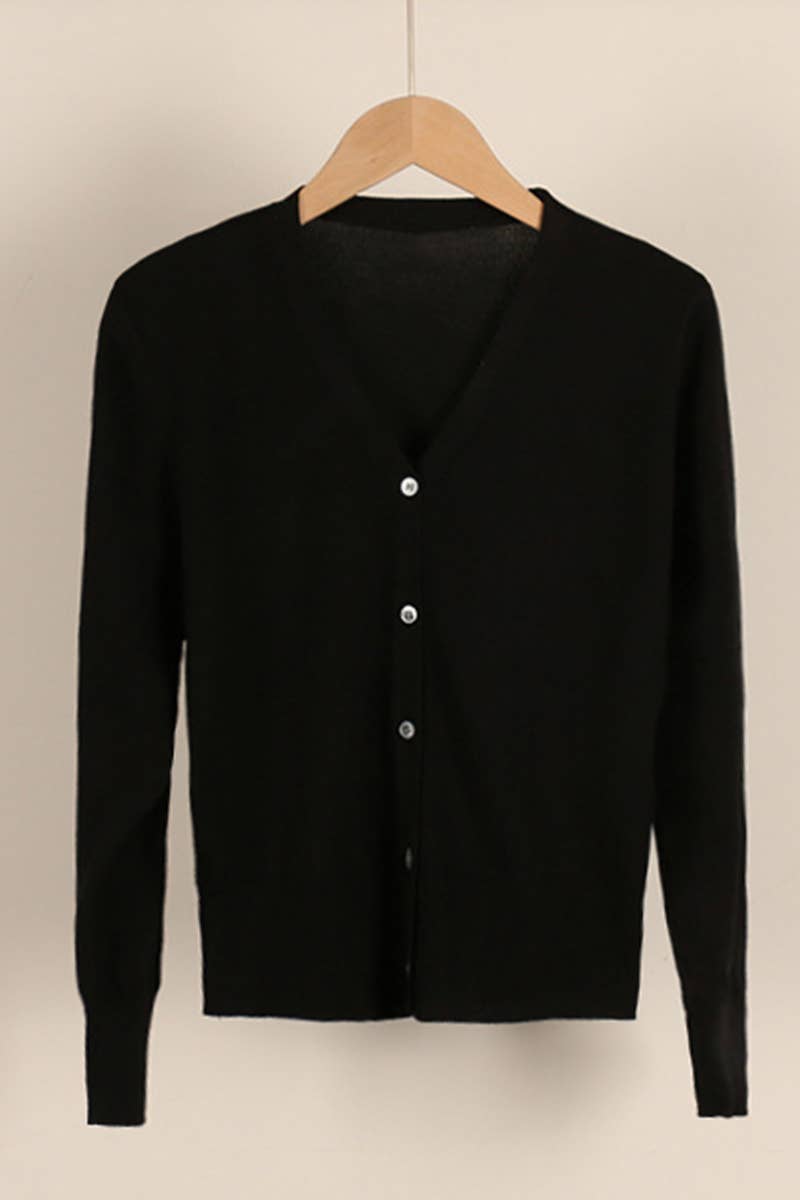 NINEXIS - Wholesale Cardigan - Women's - CWOCAL0333_Button Down Sleeve  V-Neck Cardigan Sweater10