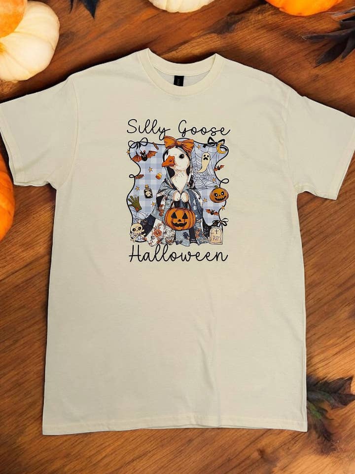 Silly Goose Halloween Graphic Tee for wholesale by the distressed darlin