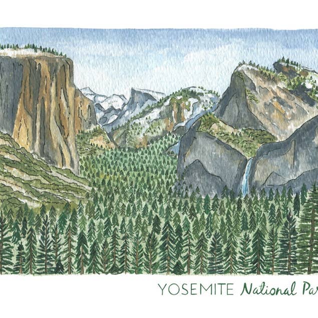 Yosemite National Park Rectangle Print for wholesale by Erin Vaughan Illustration