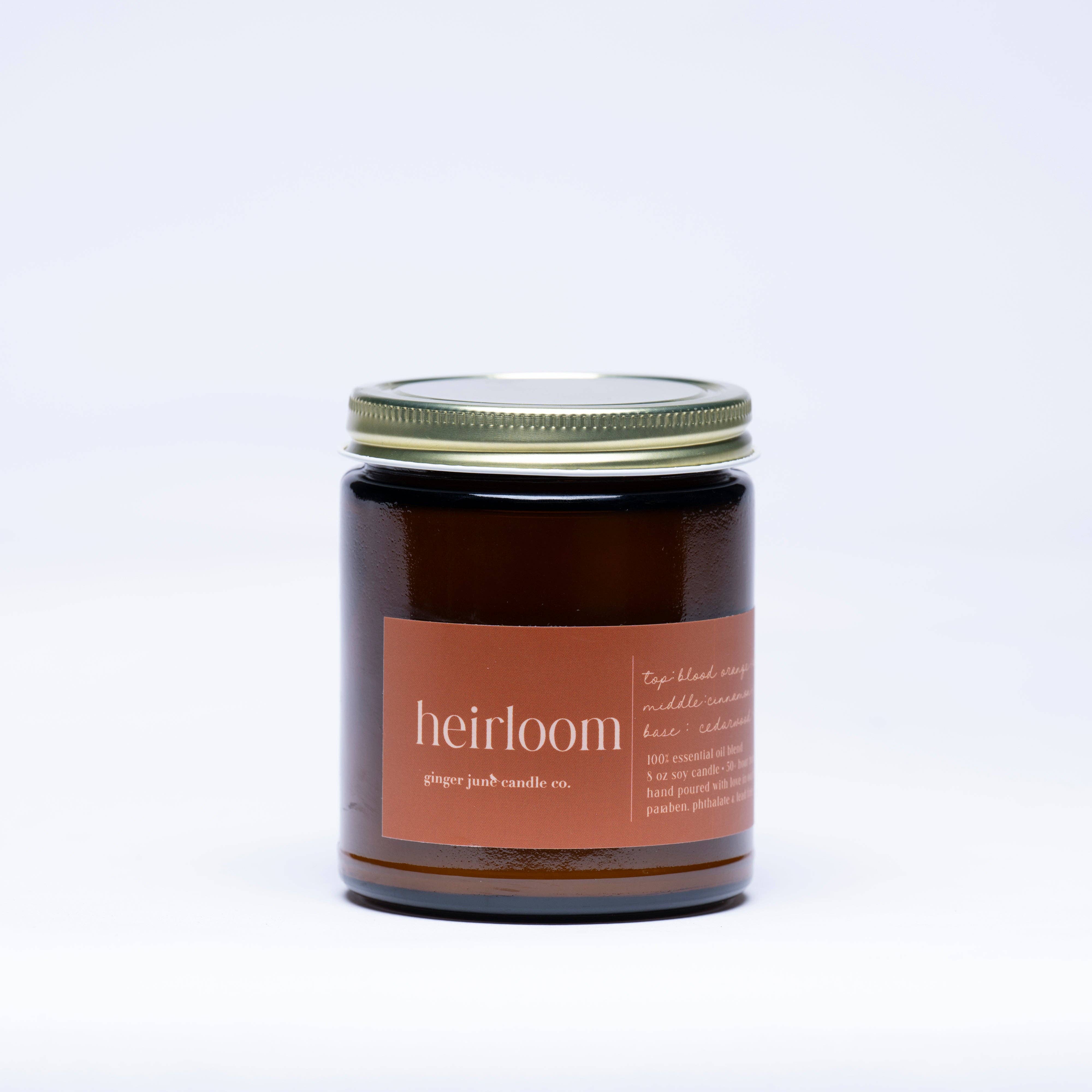 Ginger June Candle Co. - Vente Bougie en bocal - HEIRLOOM • collection minimaliste • Bougie en cire de soja 100 % EO 8 oz0
