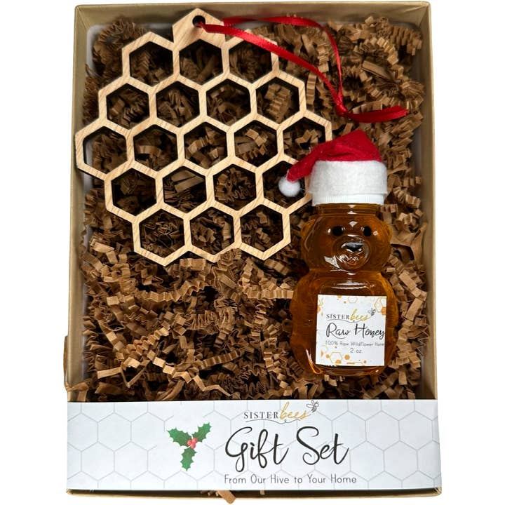 Set regalo ornamento a pettine di miele e ape festiva per la vendita all'ingrosso da parte di Sister Bees LLC