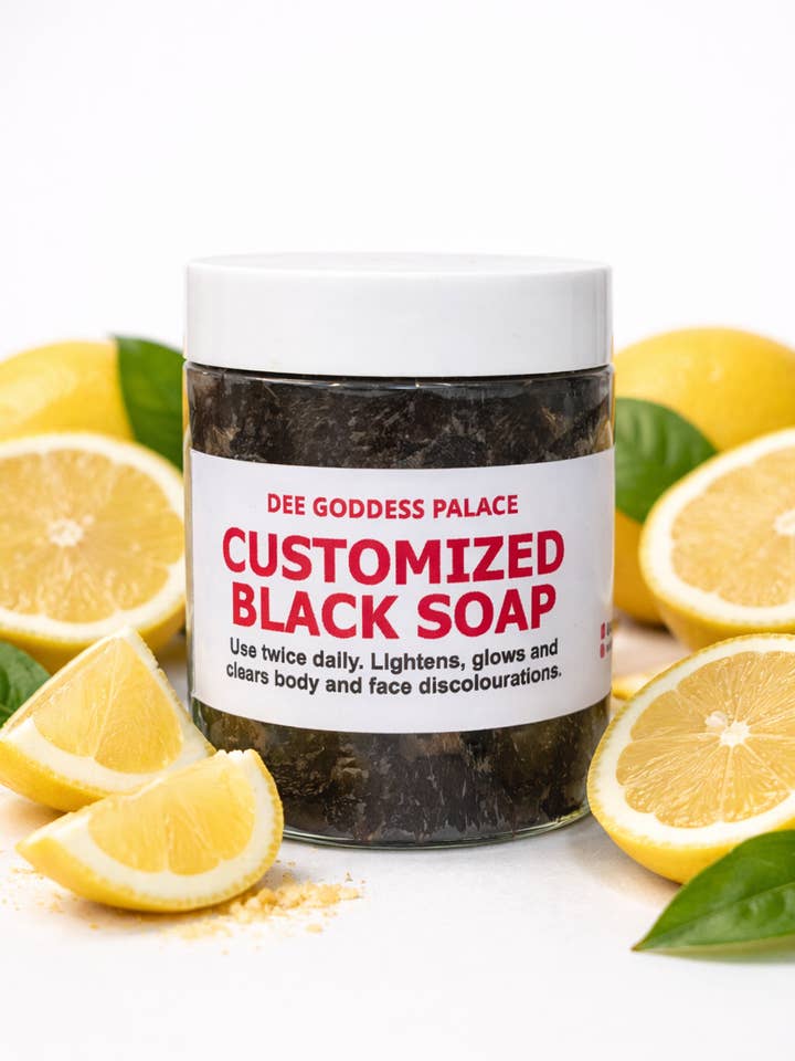 Customized Moroccan Glowing Black Soap for wholesale by Deegoddesspalace