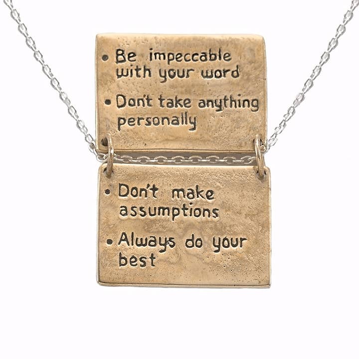 Jewelry Evolution - Wholesale Pendant/Charm Necklace - The Four Agreements Book Necklace2