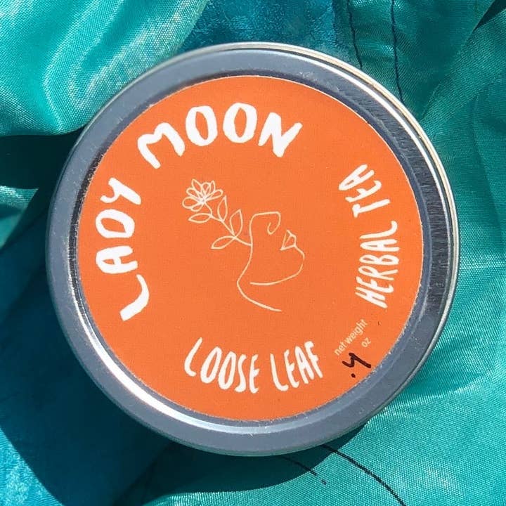Lady Moon Tea Tin for wholesale by Wild Few Herb Farm