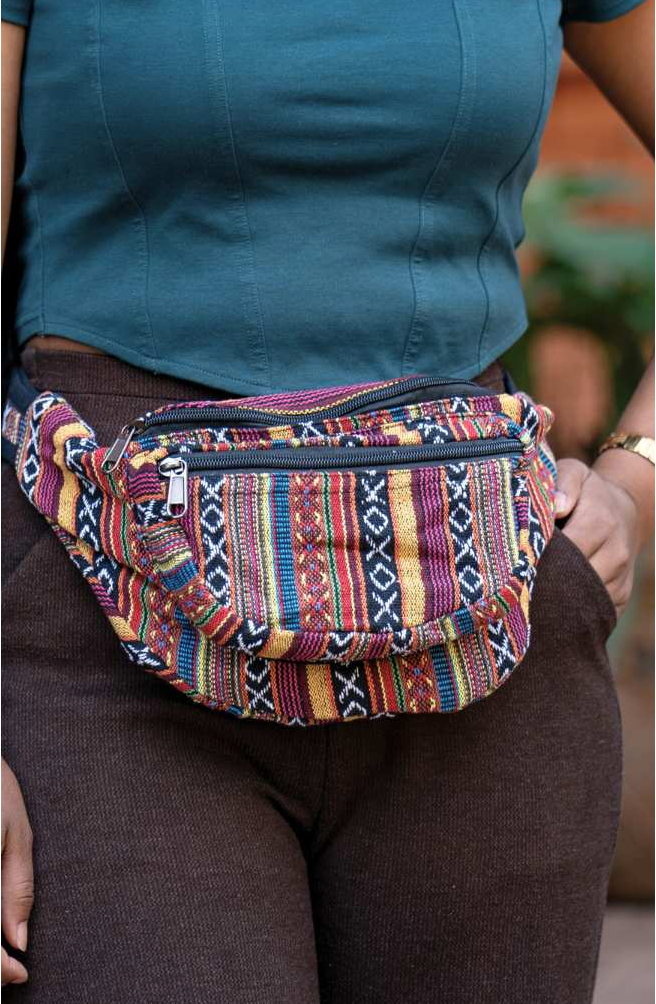 Ganesh Himal Trading - Wholesale Belt Bag - Unisex - Gyari Stripe Sling Bag Large1