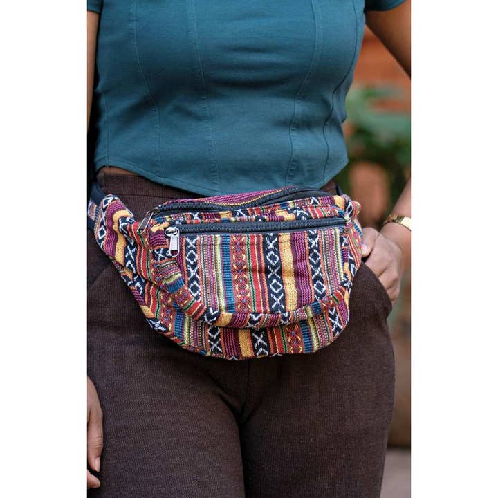 Ganesh Himal Trading - Wholesale Belt Bag - Unisex - Gyari Stripe Sling Bag Large1