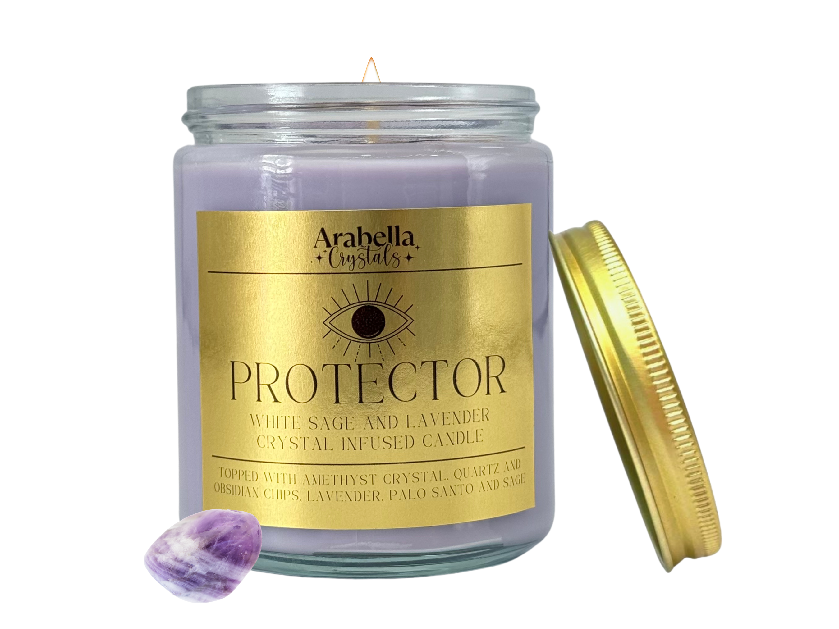 Arabella Crystals - Wholesale Jar/Filled Candle - Protector Ritual Candle1