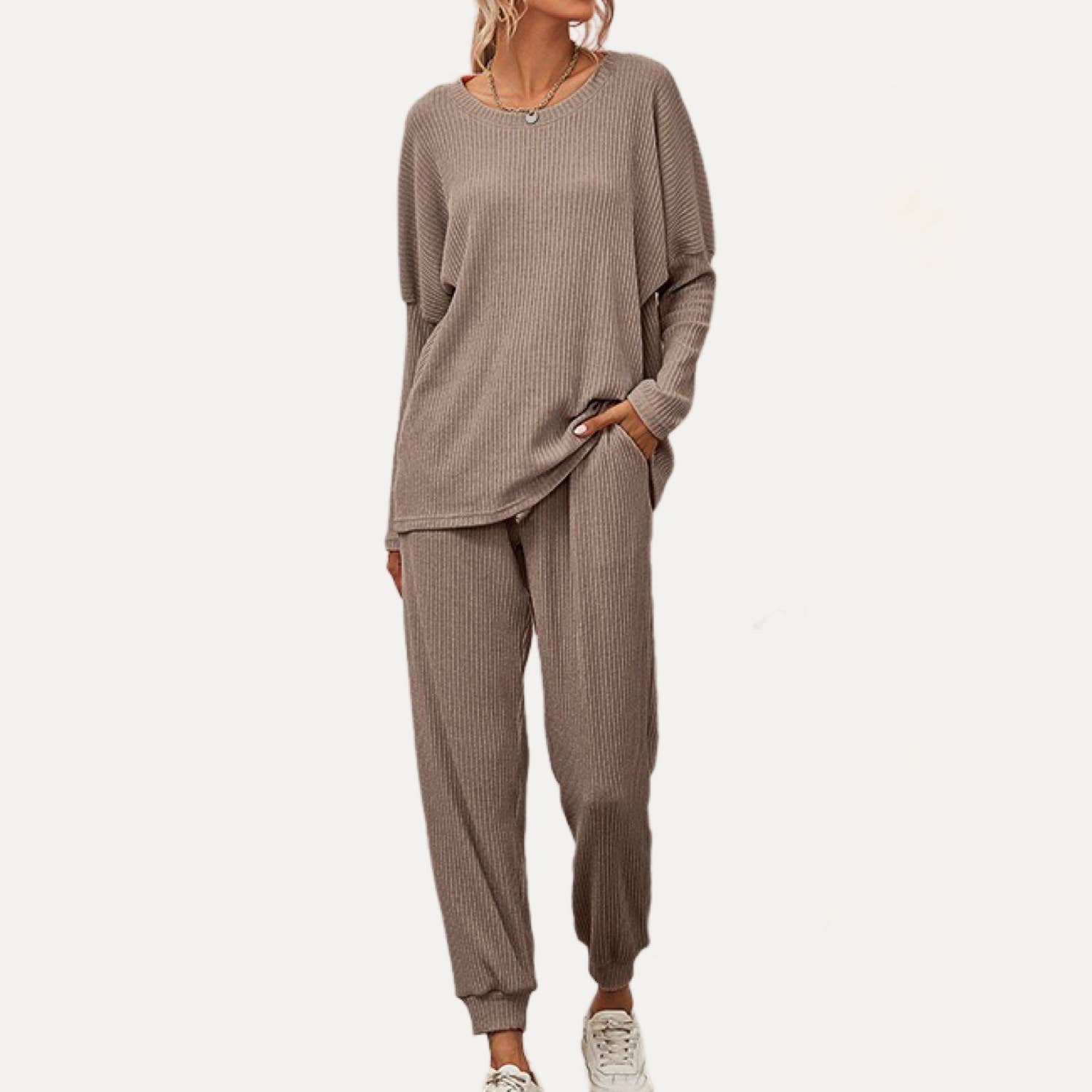 The Moment Collection - Wholesale Lounge Set - Women's - Chic And Cozy Ribbed Two-Piece Loungewear Set23