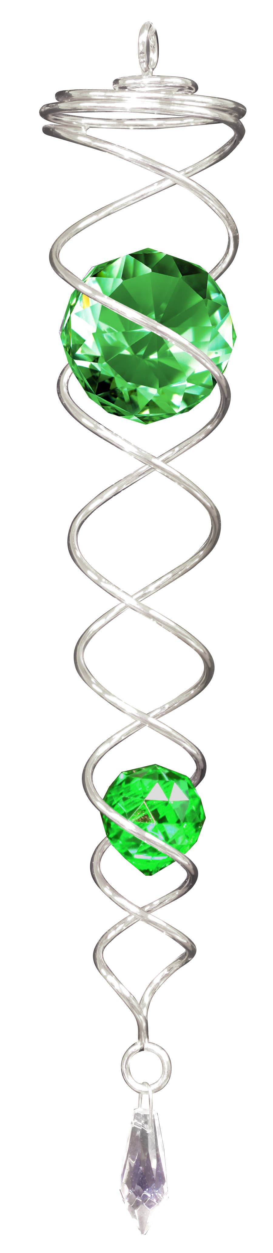 TWS Trading Limited – wholesale Wind spinner – Silver - Green Crystal Tail0