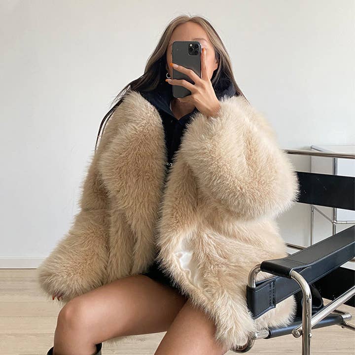 Marayn - Wholesale Fur/Faux Fur Coat - Women's - Chic Faux Fur Lapel Coat AutumnWinter Womens Style15