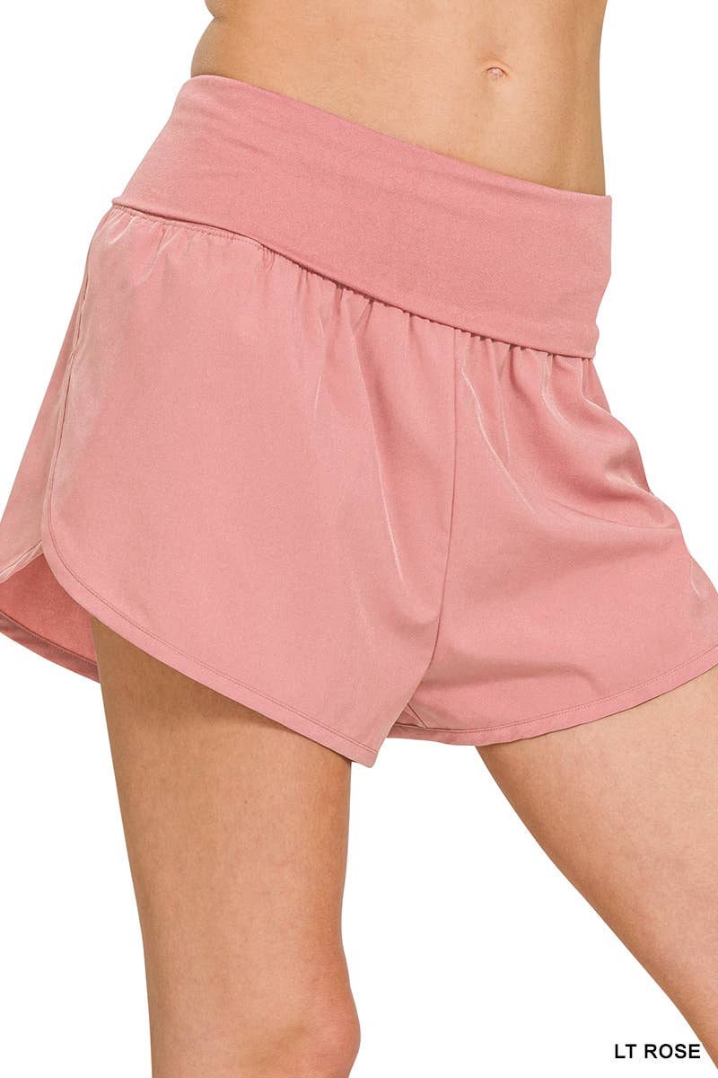 Vanilla Monkey - Wholesale Athletic Shorts - Women's - High Waisted Band Fold-over Running Shorts10