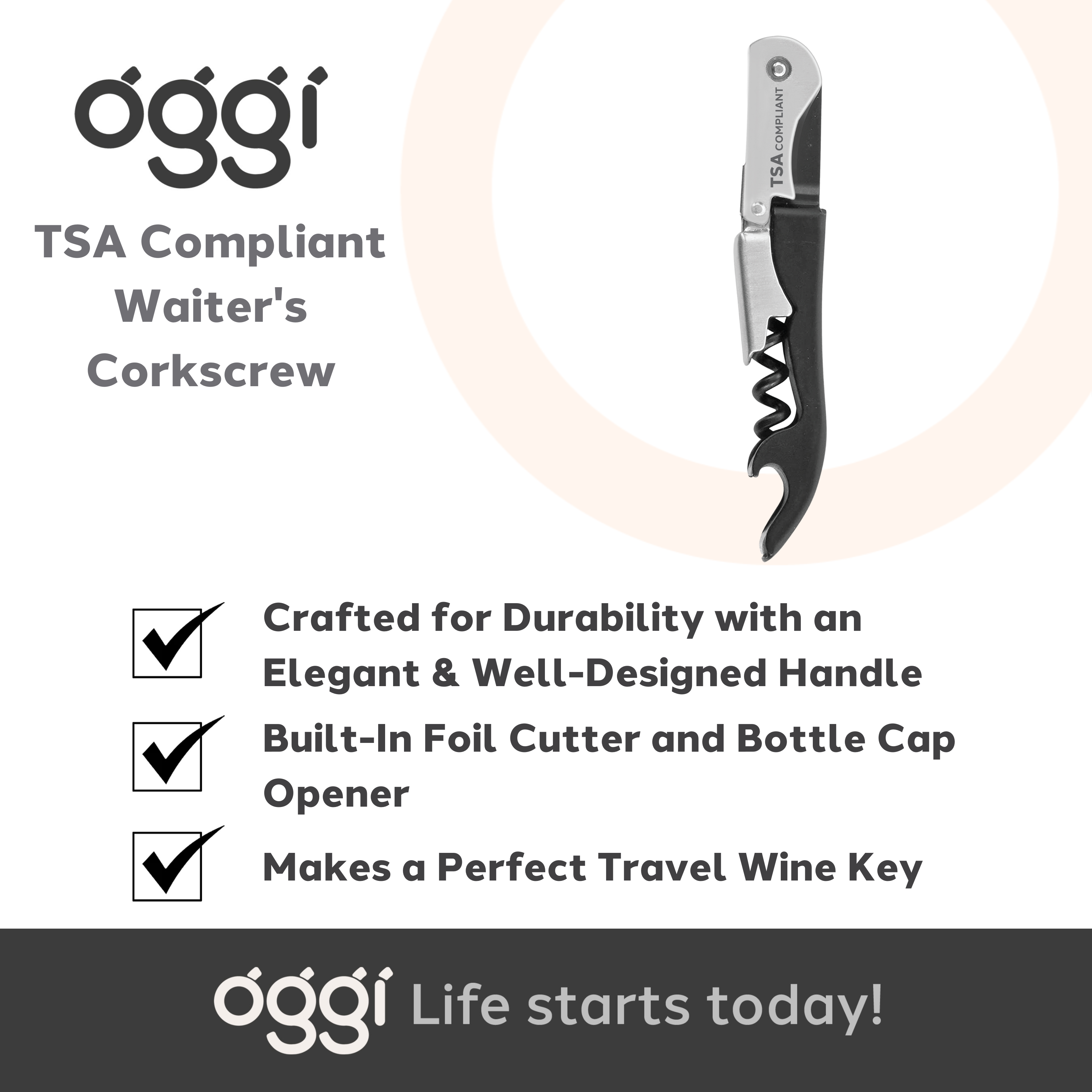 Oggi – wholesale Bottle/wine opener – Waiter's Corkscrew - TSA Compliant4