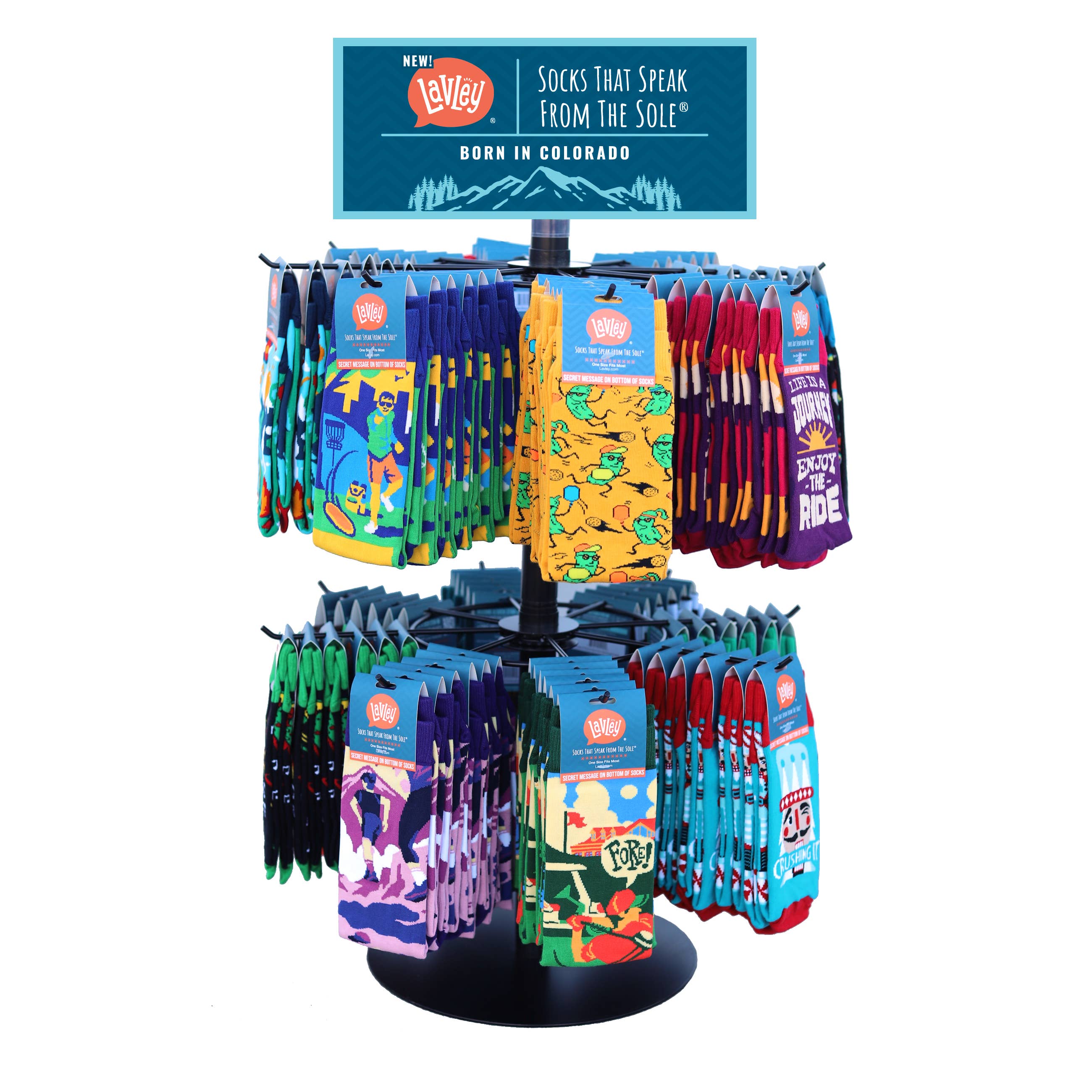 Lavley - Wholesale Retailer Display - Accessories - Retail Sock Display Tabletop Spinner (Order Min - 96 Pairs)2