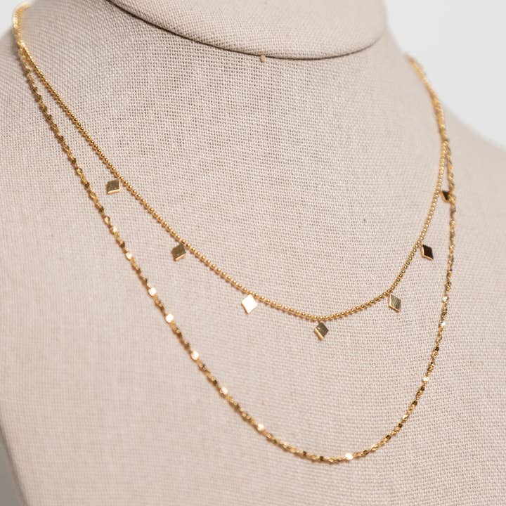 2 in 1 Beaded Bar Gold Necklace - Waterproof Jewelry for wholesale by FITISH