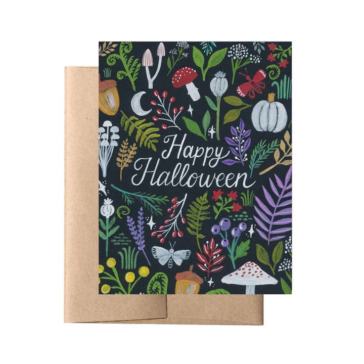 Halloween Flora // Halloween Card, Floral Halloween Card for wholesale by Forage Paper Co.