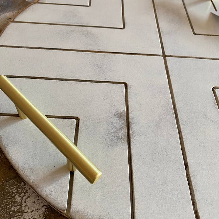 Grace Graffiti - Wholesale Serving Tray - Engraved Chevron Wooden Tray with Mod Gold Handles2