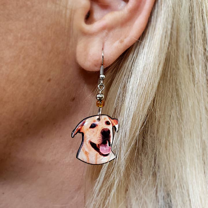 Acrylic Golden Labrador Dog Pet Dangle Earrings for wholesale by Pichincha