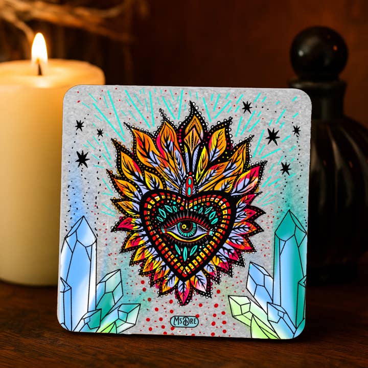 Sacred Heart Eye Coaster | Mystical Art Home Décor | 9cm for wholesale by Msdre