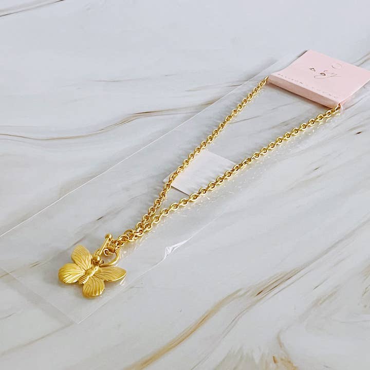 Ellison+Young - Wholesale Pendant/Charm Necklace - Vintage Butterfly Solo Toggle Necklace