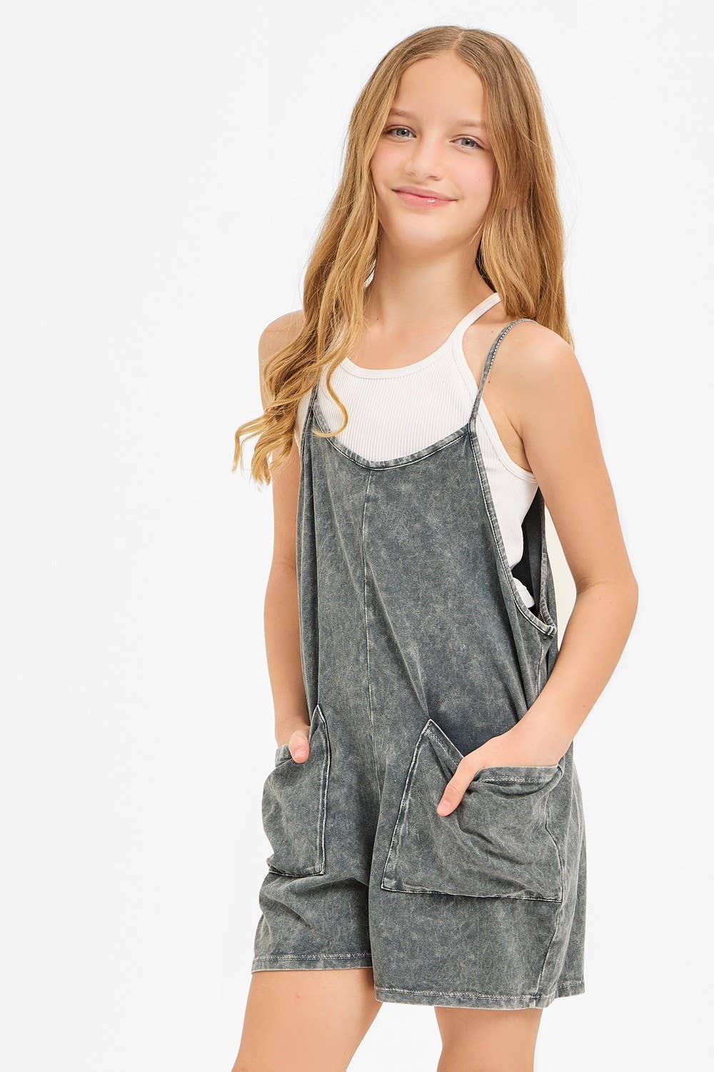 Good Girl - Wholesale Overalls - Kids - Two Pocket Mineral Wash Overall Romper / Onesie4