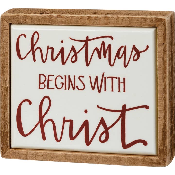 Christmas Begins With Christ Box Sign Mini for wholesale by Primitives by Kathy