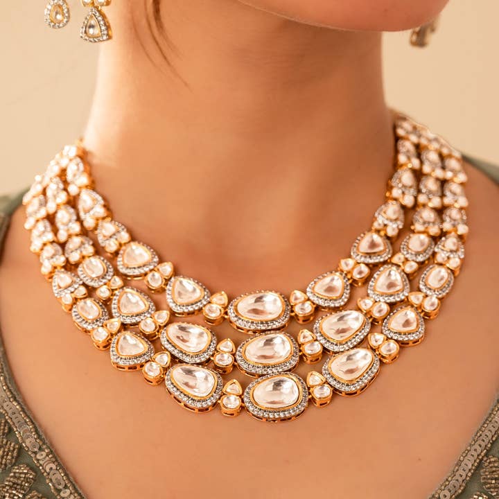Opulenza Regale | Set di Collana da Sposa Kundan Polki 👑✨ per la vendita all'ingrosso da parte di Vinnis Jewelry