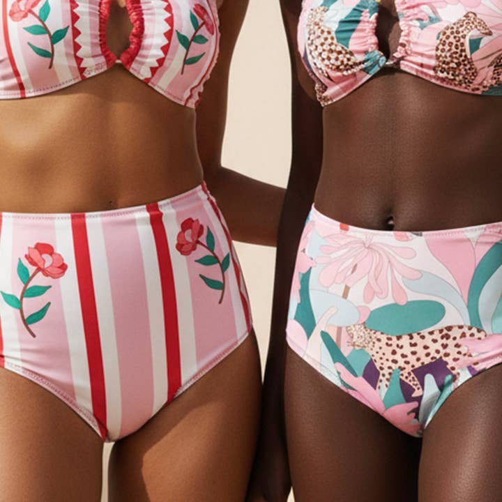Jungle Rose Reversible Bikini Bottom for wholesale by Jessie Zhao New York