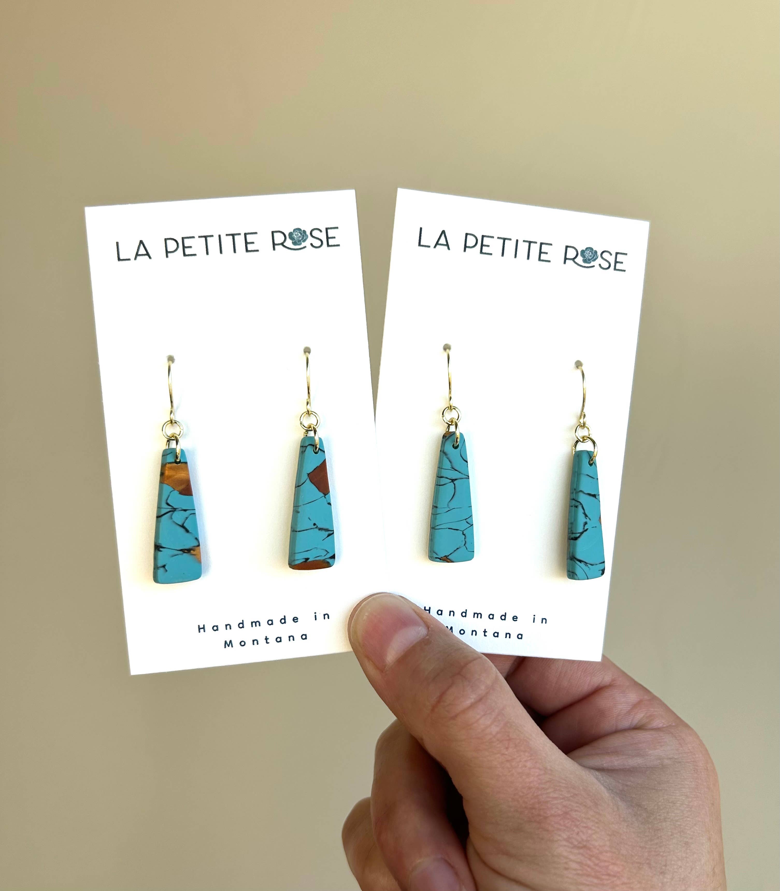 La Petite Rose LLC - Wholesale Dangle Earrings - Faux Turquoise Clay Earrings, Minimalist Fish Hook Dangles1