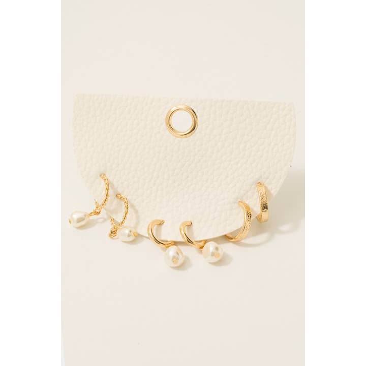 Juego de pendientes de aro con abalorios de perlas y dijes para venta al por mayor de Fame Accessories