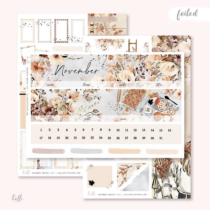 November Monthly Sticker Kit for wholesale by Hello Petite Paper
