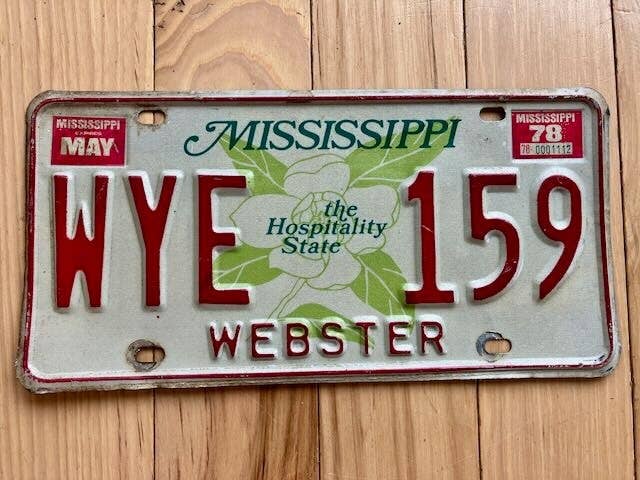 1978 Mississippi Webster County License Plate for wholesale by RusticPlates