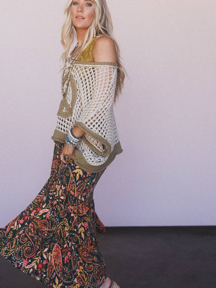 Happy Tiers Maxi Skirt - Coral Multi for wholesale on Faire