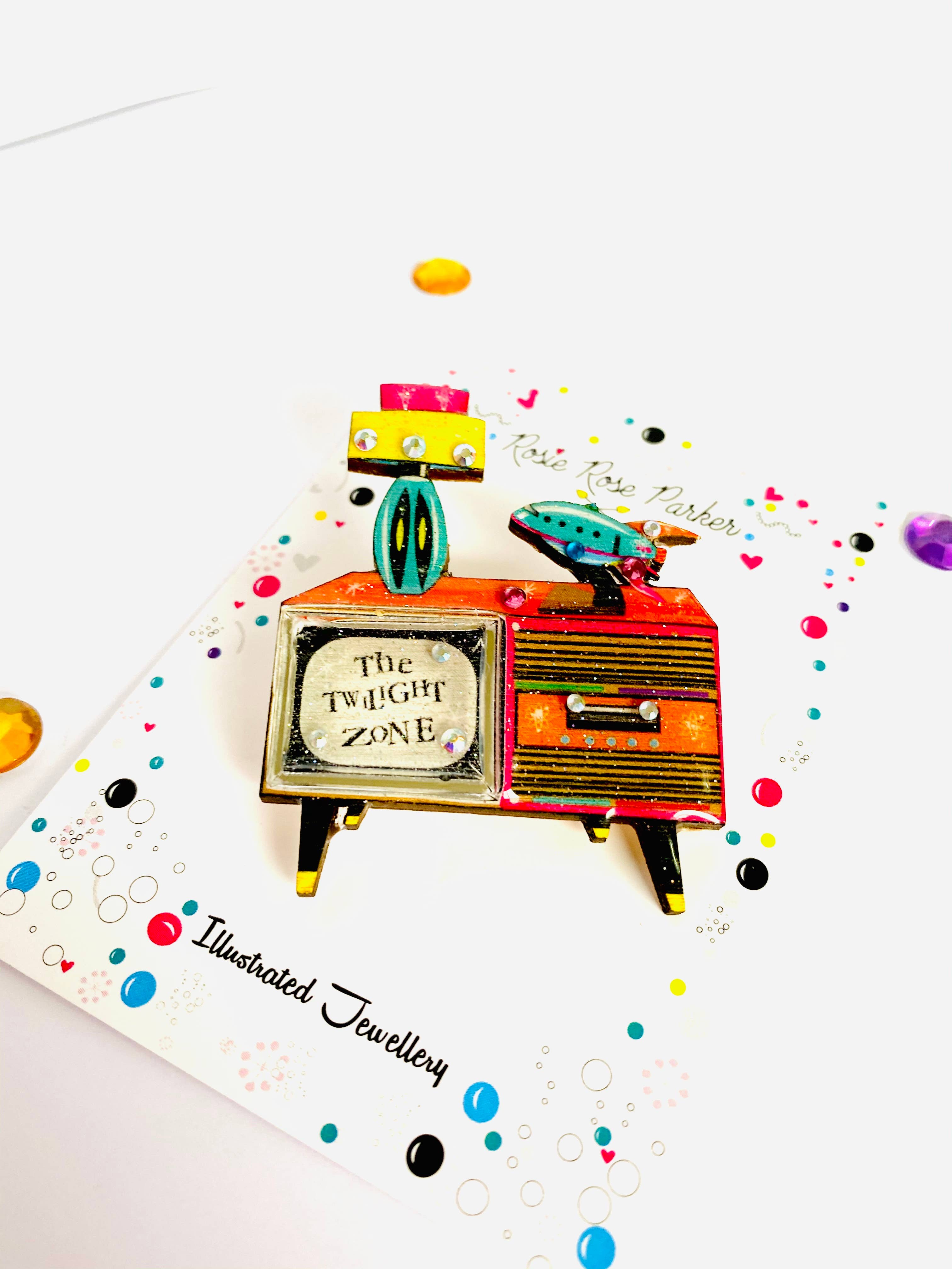 Rosie Rose Parker - Wholesale Brooch - Retro tv brooch colourful summer brooch statement unusual4