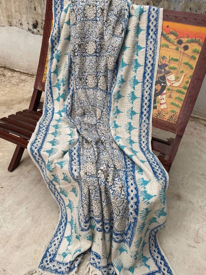 Indische Blockdruck handgewebte Picknickdecken Baumwollwurfdecke für den Großhandel von GYPSY STUDIO