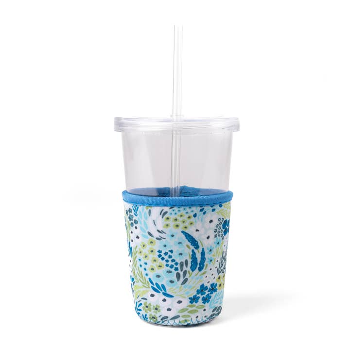 Elyse Breanne Design - Wholesale Drink huggers & koozies - Waterfall Floral Drink Sleeve, Iced Coffee, Drink Koozie