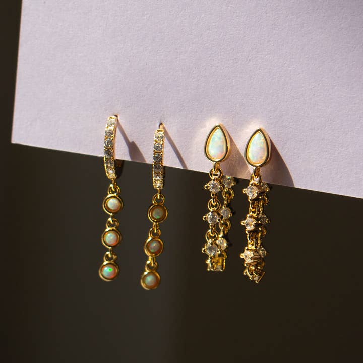 fyb jewelry - Wholesale Huggie Earrings - SOPHIA OPAL HUGGIES GOLD2