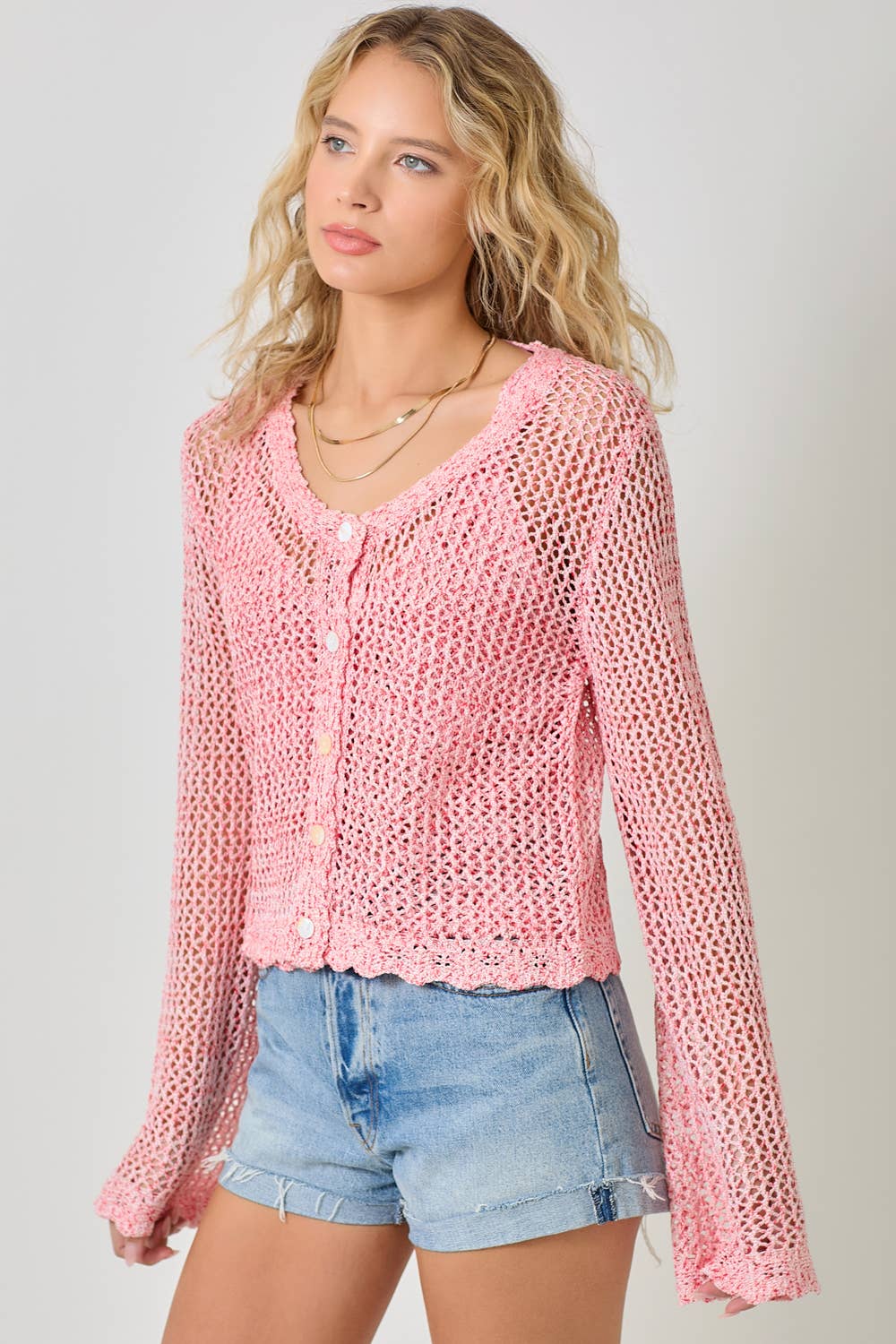 Mystree - Wholesale Cardigan - Women's - 61100 Crochet Style Knit Cardigan 23