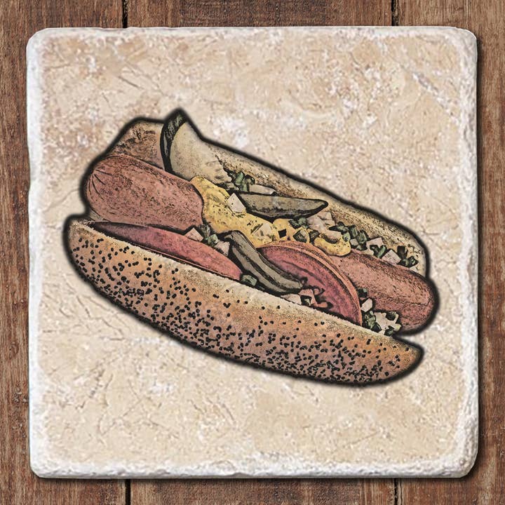 Dessous de verre Chicago Classic Food pour la vente par Black Angel Designs