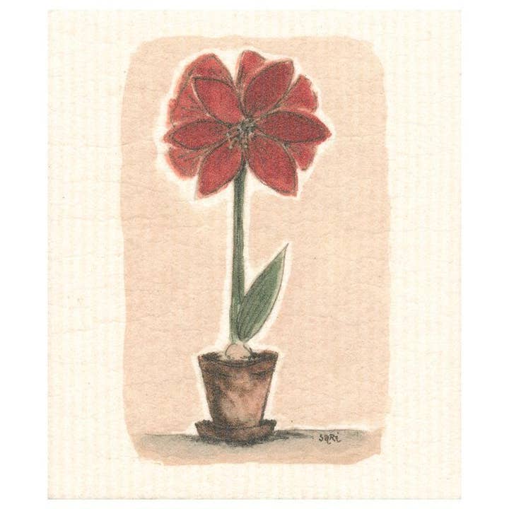 Amaryllis Red Swedish Towel for wholesale by Galleyware