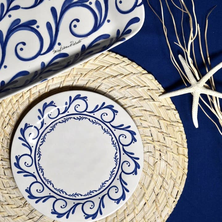 Assiette à apéritif/dessert/salade en bambou Blue Wave Indigo Song pour la vente par Bamboo Table