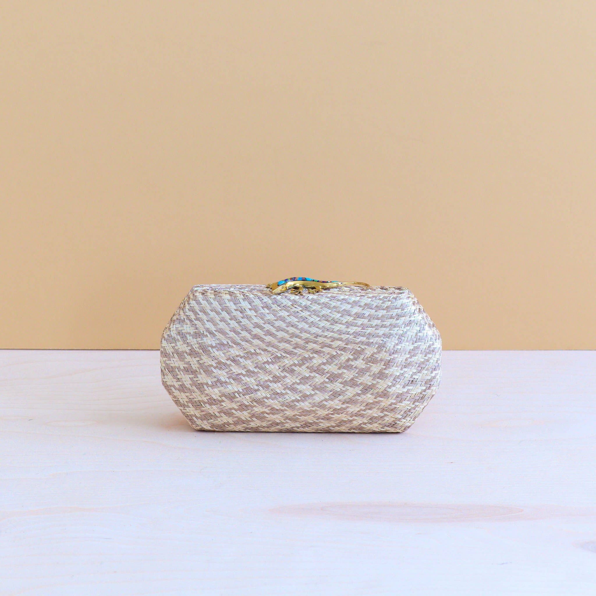 Rose poussiéreuse Pochette pied-de-poule Dusty Rose - Pochette en paille | LIKHÂ en vente sur Faire