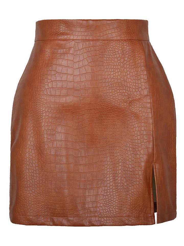 safistyle - Wholesale Skirt - Women's - Faux Leather Mini Skirt with Textured Finish