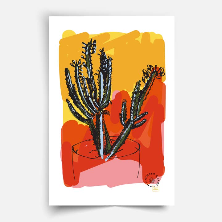 Sala de estar Serigrafia Cactus por atacado de Ginger & Lime Print Shop